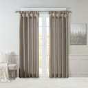 Madison Park Emilia Faux Silk Single Curtain with Privacy Lining, DIY Twist Tab Top, Room Darkening Window Drape for Living Room, Bedroom and Dorm, 95"L x 50"W, Pewter Brown