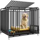 37 Inch Heavy Duty Dog Crate with Wheels,Dog Cage for Large and Medium Dogs with Removable Tray,Dog Kennel Indoor