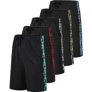 5 Pack: Boys' Mesh Basketball Athletic Shorts with Pockets – Teen Kids Youth Quick Dry Soccer Running Gym, 3XL 
