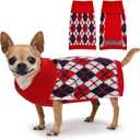 Dog Sweater for Small Dogs Plaid Checkered Knit Turtleneck Pullover Winter Clothes Boys Girls Stretch Puppy Doggie Chihuahua Yorkie Toy Poodle Pomeranian Christmas Pet XS