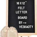 Felt Letter Board with 402 Letters, Numbers & Symbols - 12 x 16 inch Large Changeable Message Board with Wooden Frame Wall Mount Hook, 2 Canvas Bags, Wood Stand (Black)