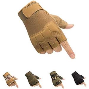 HYCOPROT Fingerless Tactical Gloves, Knuckle Protective Breathable Lightweight Outdoor Military Gloves for Shooting, Hunting, Motorcycling, Climbing, M