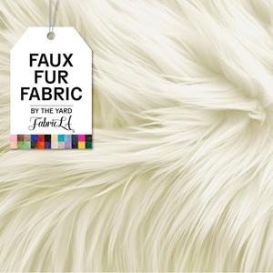 FabricLA Faux Fur Fabric by The Yard - Artificial Craft Fur - 72" X 60" Inch Wide - Fur Fabric for Craft Supply, DIY Furry Plush Projects, Sewing, Decoration, Upholstery, Off White, 2 Yard