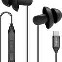 Hearprotek Sleep Headphones, 1 Pair USB C Wired Earbuds with Soft Silicone Noise Reduction Type C Earbuds with Microphone, Ideal for Sleeping, snoring, Relaxation (Black)
