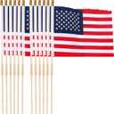 12 Pack 12x18 Inch American Flags for Outside on Stick, Vivid Color US Flags with Kid-Safe Spear Top, Patriotic 4th of July Decorations for Parades, Graves, Memorial Day, 250th Anniversary Yard Flags