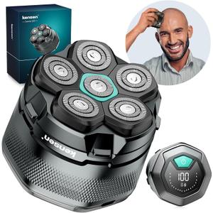 kensen 6D Head Shavers for Bald Men, Upgraded Shaver for Men with 360 Floating Magnetic Head, 100% Waterproof Wet & Dry Electric Razor, LED Display & Type-C Charging, 160-Minute Long Battery Life