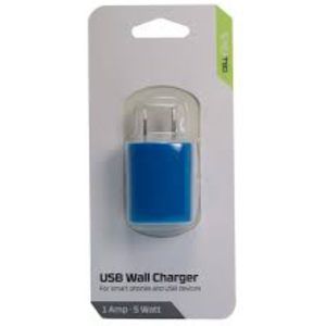 CELL CANDY WALL CHARGE 5 WATTS 1 AMP USB WALL CHARGER BLUE