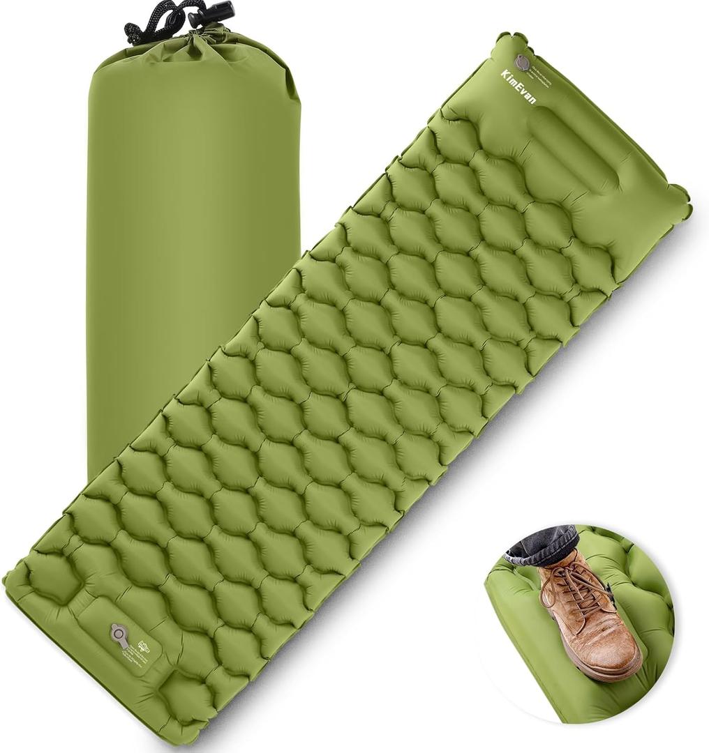Sleeping Pad for Camping, Inflatable Camping Pad Built-in Foot Pump and Pillow, 75"×26" Single Size, Lightweight & Compact Camping Air Mattresses for Backpacking, Hiking, Traveling, Tent