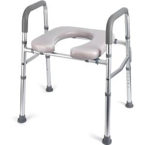 Raised Toilet Seat - 350LB Capacity, Toilet Seat Risers for Seniors, Toilet Seat with Armrests, Comfortable Cushion, Durable Design