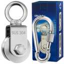 OBA Cable Pulley Wheel Stainless Steel with Ball Bearing Carabiner, Stainless Steel Pully Block M48