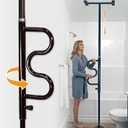Stander Wonder Pole Plus with Rotating Double Grab Bar, Tension Mounted Security Pole for Seniors & Elderly Adults, No-Drill Floor to Ceiling Transfer Pole for Home & Bath Safety, Black