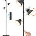 LED Floor Lamp, 36W Modern Floor Lamp with Remote & Touch Control, 4 Color Temperatures, Standing Lamp with 3 Rotatable Lights, Floor Lamps for Living Room, Bedroom, Office (Black)