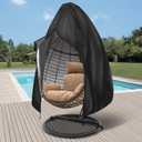 Patio Egg Chair Cover with Zipper,Outdoor Hanging Egg Chair Cover,UV Resistant,Windproof Heavy Duty,Wicker Egg Swing Chair Covers,Fits Single Seat Egg Chair,75"" x 45"",Black