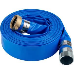 1-1/4" x 100' Heavy Duty Discharge Hose with NPT Pin Lug and Nipple Fittings, Reinforced BLue PVC Pool Backwash Hose, Connect To Pump and Pipe Threaded Outlet