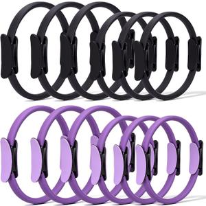 12 Pcs Pilates Rings 14 Inch and 12 Inch Exercise Ring Magic Circle Yoga Ring Lightweight Flexible Workout for Fitness Training Physical Therapy Full-Body Toning and Shaping