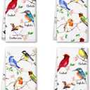 Vansolinne Birds Kitchen Towels Birds On Branch Dish Towels Set of 4 Cardinal Hummingbird Bluejay Absorbent Hand Towels Tea Towels Gifts for Bird Lovers Women for Cleaning Drying Cooking Baking