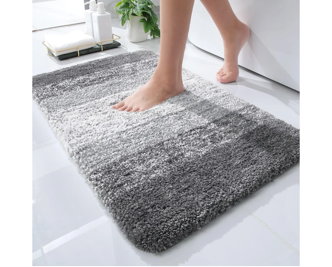 Yimobra Bathroom Rugs Mat 24x16, Extra Soft Absorbent Microfiber Bath Rugs, Rubber Backing, Quick Dry, Machine Washable Bath Mats for Bathroom Floor, Tub and Shower, Home Decor Accessories, Grey