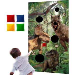 Dinorsaur Bean Bag Toss Game for Kid Toddlers 1-3 with 4 Color Bean Bags, Sports & Outdoor Play Toys Yard/Backyard/Lawn Games for Kids Ages 6-8, Birthday Family Party Supplies Decoration Jamonxi