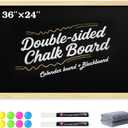 2-in-1 Double-Sided Magnetic Chalkboard 36"x24", Chalk Calendar Board & Large Blackboard for Kitchen & Home Decor, Schedule, Menu, Back-to-School Gift - Hanging Chalk Board with 2 Liquid Pens, Wood
