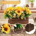 2 Pack Artificial Flower Centerpiece for Dining Table, Rustic Sunflower Flower Arrangement Wooden Planter Box Tray Spring Floral Arrangement for Farmhouse Wedding Reception Kitchen Decor