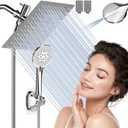 Airlex Shower Head Rain Shower Head with Handheld Spary, High Pressure Rainfall Showerhead and 4 Modes Handheld Shower Heads Built-in Power Wash with 71 Inch Stainless Steel Hose, 10'' Sliver