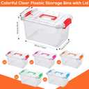 Suzile 10 Packs 7.5 Qt Toy Handle Storage Bins with Lids Clear Plastic Bins 5 Colors Handle Stackable Storage Containers with Labels Markers for Office Home School Supplies Organization
