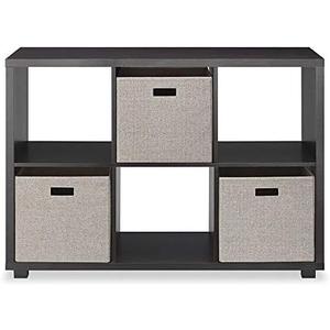 Whitmor Deluxe 6 Cube Organizer with 3 Fabric Cubes, Espresso