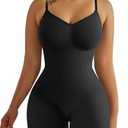 SHAPERX Women's Seamless Shapewear Bodysuit Tummy Control Body Shaper Waist Snatching Body Suit,SZ5218-2-Black-L/XL