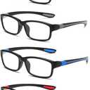 Reading Glasses Men 4 Pairs Ultra Light TR90 Sports Style Blue Light Blocking Readers+1.0 (Black&grey&red&blue)