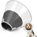Dog Cone Collar for Recovery: Soft Elizabethan Collar Alternative to Stop Licking, Adjustable Pet Cone for Large, Medium, Small Dogs, for Surgery, Spay, Injury, Skin Treatment (Jet Black, L) (L(Depth: 9.8, Girth:12-18))