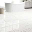 40-Pack Peel and Stick Floor Tiles Vinyl Floor 12 x 12 inch Self Adhesive Waterproof Flooring Planks DIY for Bathroom, Kitchen, Living Room, RV, Cover 40 Sq. Ft, Polish White Marble