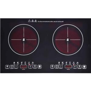 24 inch 2 Burners Electric Cooktop 110V Ceramic Electric Stove with 2 Cooktops 2200W Ajustable portable Electric Cooktop for Cooking(2 Burner Countertop)