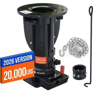 Fifth Wheel to Gooseneck Cushioned Trailer Hitch Adapter - 12" to 16" Adjustable Height Converter Gooseneck Trailer Hitch Adapter (Black)