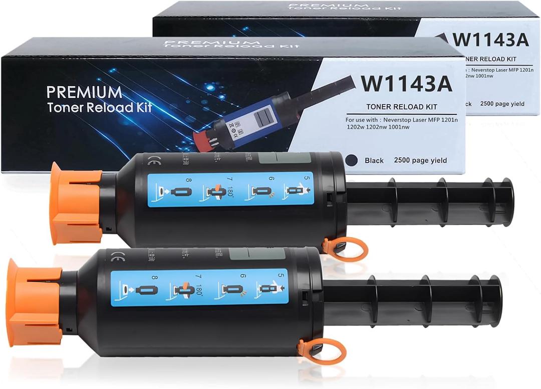 143A Toner Compatible with hp 143ad Black Toner Reload kit W1143A Toner cartridges Compatible for HP Neverstop 1001nw MFP 1202nw MFP 1202w 5hg80a Printer.