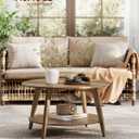 VASAGLE MAEZO Collection - Round Coffee Table, 2-Tier Center Table with Storage, Tapered Legs, Curved Transitions, 31.5 Dia. x 17.7 H Inches, Easy Assembly, for Living Room, Honey Brown ULCT243K41