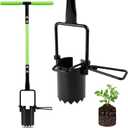joyhalo Bulb Planter Tool Long Handle, 30in Serrated Base, 5 in 1 Lawn Tool, Sod Cutter, Grass Plugger Tool, Weeding, Transplanting, Garden Hole Digger for Plants, Flower Tulips Daffodils Lily (Green)