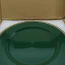 12 pcs Green Charger Plates, 13 Inch Plastic Beaded Round Charger Plates for Dinner, Tabletop Decor, Wedding,Christmas, Event Decoration.