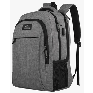MATEIN Travel Laptop Backpack, Business Anti Theft Slim Sturdy Laptops Backpack with USB Charging Port, Water Resistant College School Computer Bag Gift for Men & Women Fits 15.6 Inch Notebook, Grey