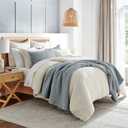 Levtex Home Mills Waffle Full/ Queen Quilt Set (88x92in) with 2 Pillow Shams (26x20in) - Chambray - Cotton Waffle Full/ Queen Size Quilt Bedding Set - Lightweight, Soft, Pre-Washed