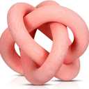 Link Wood Knot Decor - Hand Carved Coffee Table Decoration, Boho Chain Link Decor, Modern Shelf, Rustic Objects for Home Living Room Bedroom(Pea-Pink)