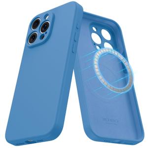 MCFANCE Silicone Magnetic for iPhone 15 Pro Case, Compatible with MagSafe, Full Camera Protection Shockproof Cover Soft Anti-Scratch Microfiber Lining for iPhone 15 Pro 6.1 inch 2023,Cyan Blue