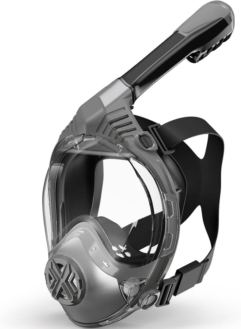 Full Face Snorkel Mask- Snorkeling Gear for Adults with Safe Dry Top Breathing System, Latest Foldable Panoramic View Snorkeling Mask for Men and Women, Anti Fog Anti Leak (Large-X-Large, Grey) Full Face Snorkel Mask- Snorkeling Gear for Adults with Safe Dry Top Breathing System, Latest Foldable Panoramic View Snorkeling Mask for Men and Women, Anti Fog Anti Leak (Large-X-Large, Grey)