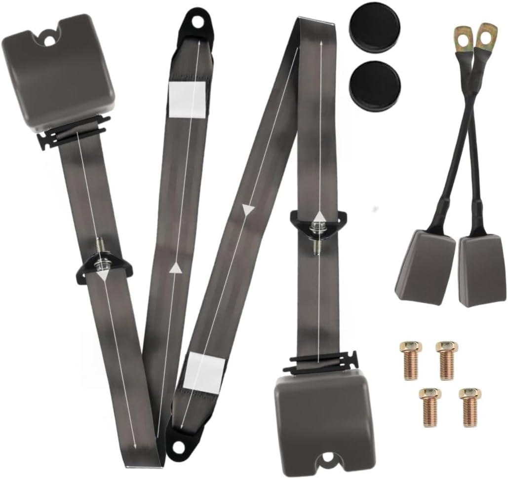 2 Pack 3 pt Pads Adjustable Retractable Straps Cover Universal Replacement Set for Golf Cart Go Kart,Club Golf Cart,Minivan Van,SUV,UTV, VR,Pickup,Truck for Modification Seatbelt Protective Covers Kit
