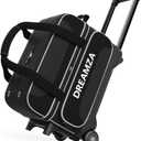 2 Ball Bowling Bag with Wheels, Double Bowling Ball Bag 2 Ball Roller w/Separate Compartment for Shoes Up to US Mens Size 16, w/Retractable Handle Extends to 40" & Accessories Pocket, 15940 inches
