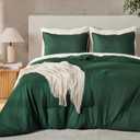 Andency Dark Emerald Green King Size Comforter Set, 3 Pieces Forest Hunter Green Boho Solid Bedding Comforters & Sets, Soft Lightweight Polyester All Season Reversible Bed Set for Men Women