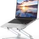 Aluminum Adjustable Laptop Stand, No Wobble Laptop Riser, Foldable Computer Notebook Stand Holder for 10-17" Laptops, Lightweight & Sturdy, Silver/B