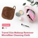 Natwag Makeup Remover Cloth, 6" x 6" Make Up Towels Reusable Face Cloth for Washing Face, Makeup Remover Pads Microfiber Face Washcloth with Mesh Bag, Just Water, 12 Pack, Brown
