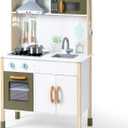ROBUD Wooden Play Kitchen Set for Kids Toddlers, Pretend Toys Kitchen Gift for Girls Boys