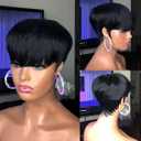 Pixie Cut Wig Human Hair Short Pixie Cut Wigs for Black Women Human Hair Glueless Pixie Wig Short Layered Brazilian Virgin Human Hair Wigs For Women Color 1B#, 2 Pieces
