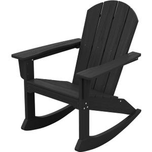 SERWALL Modern Rocking Adirondack Chair, HDPE Outdoor Rocking Chair, All Weather Patio Rocker Chair for Porch, Lawn, Garden, Backyard, Black (1 Pack)